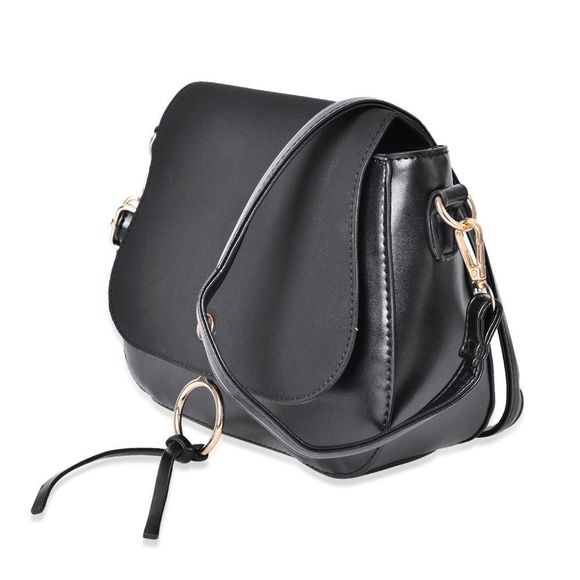 Crossbody Bag Black Faux Leather Saddle Bag Style - Picture 2 of 4
